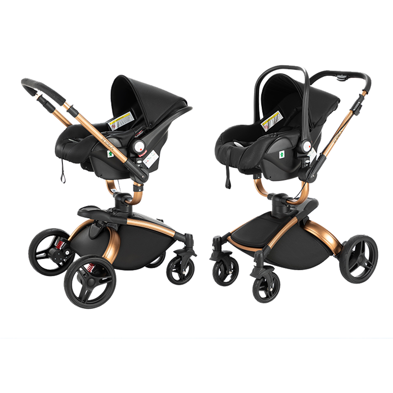 Magic ZC R906 Luxury Stroller and Car Seat Combo - Black and Gold