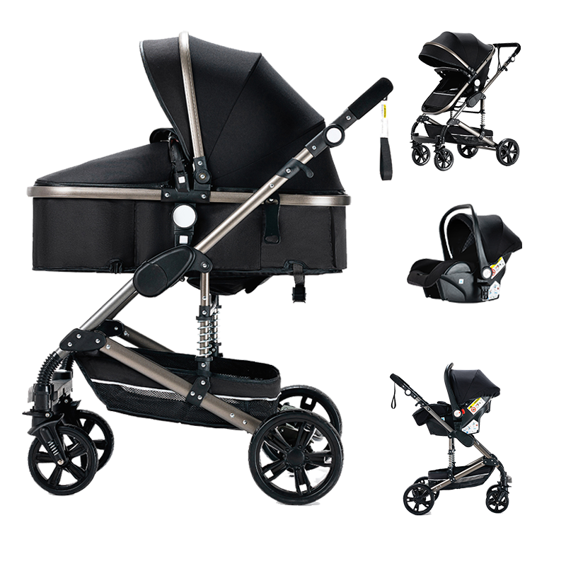 Sianldcone Black 3-in-1 Baby Stroller and Car Seat Combo