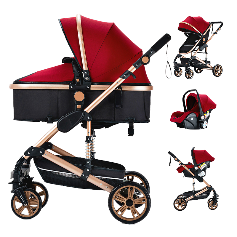 Sianldcone R739 3-in-1 Stroller and Car Seat Combo - Red