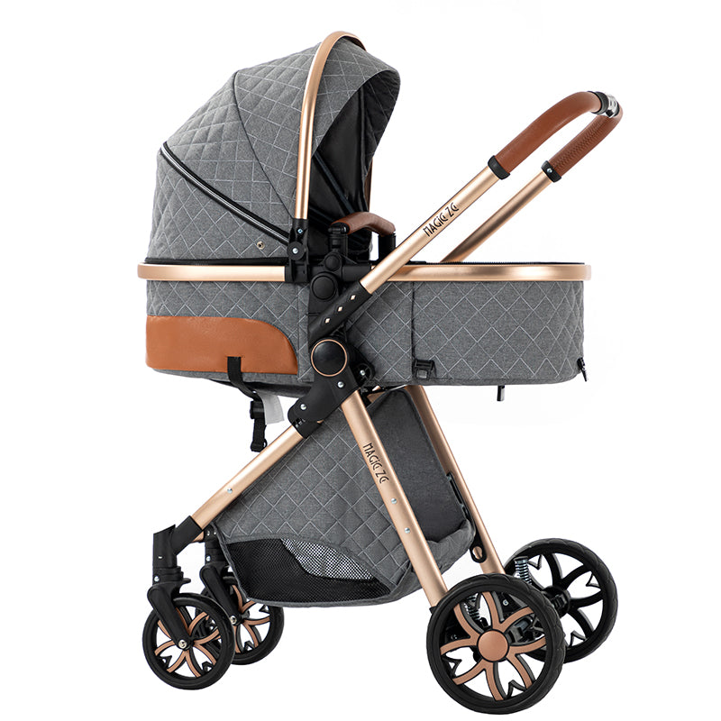 Sianldcone Travel System Stroller - High-end, Large space, Grey and Gold