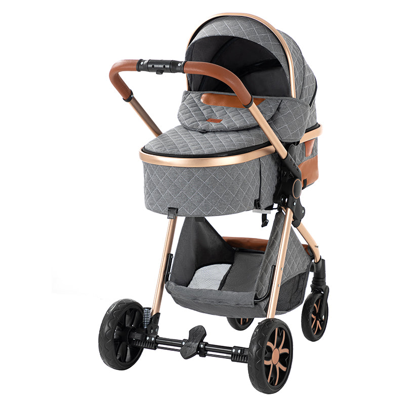 Sianldcone Travel System Stroller - Sturdy Handle and Large Storage Space Grey