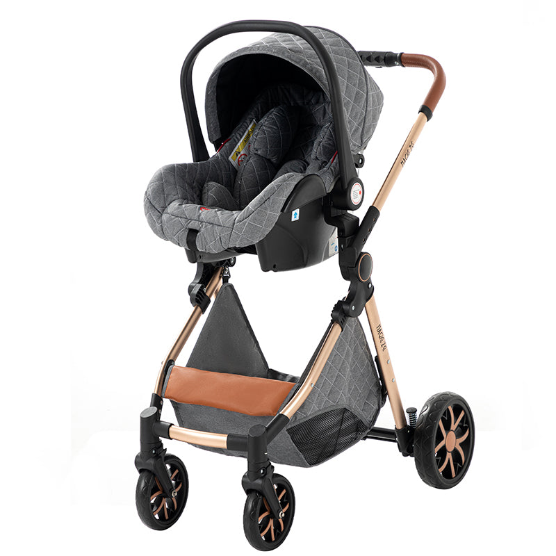 Sianldcone Travel System Stroller - Comfortable Bassinet Mode Grey