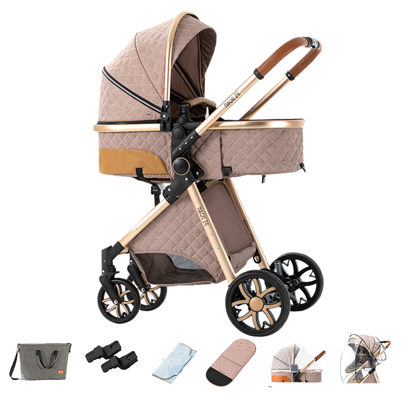 Sianldcone R9 Newborn Stroller with Accessories Khaki