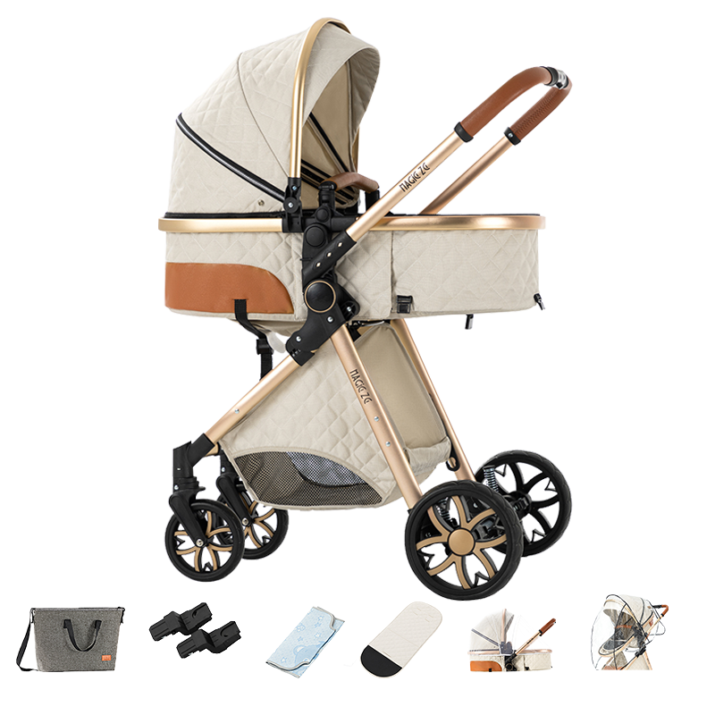 Sianldcone R9 Newborn Stroller with Accessories White