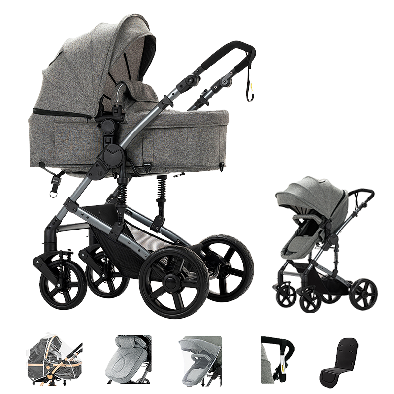 Sianldcone R588 Newborn Stroller - Grey 3-in-1 Travel System