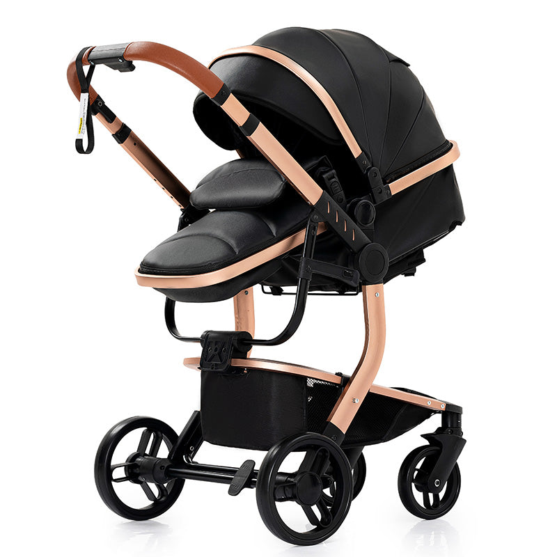 Sianldcone 3 in 1 Stroller - Premium Leather Stroller With Aluminum Frame
