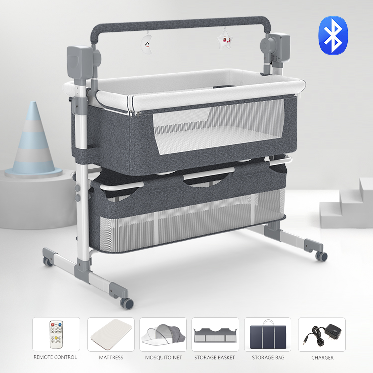 Sianldcone Smart Electric Baby Crib - Aviation Aluminum Alloy Frame& Smart Swing Grey