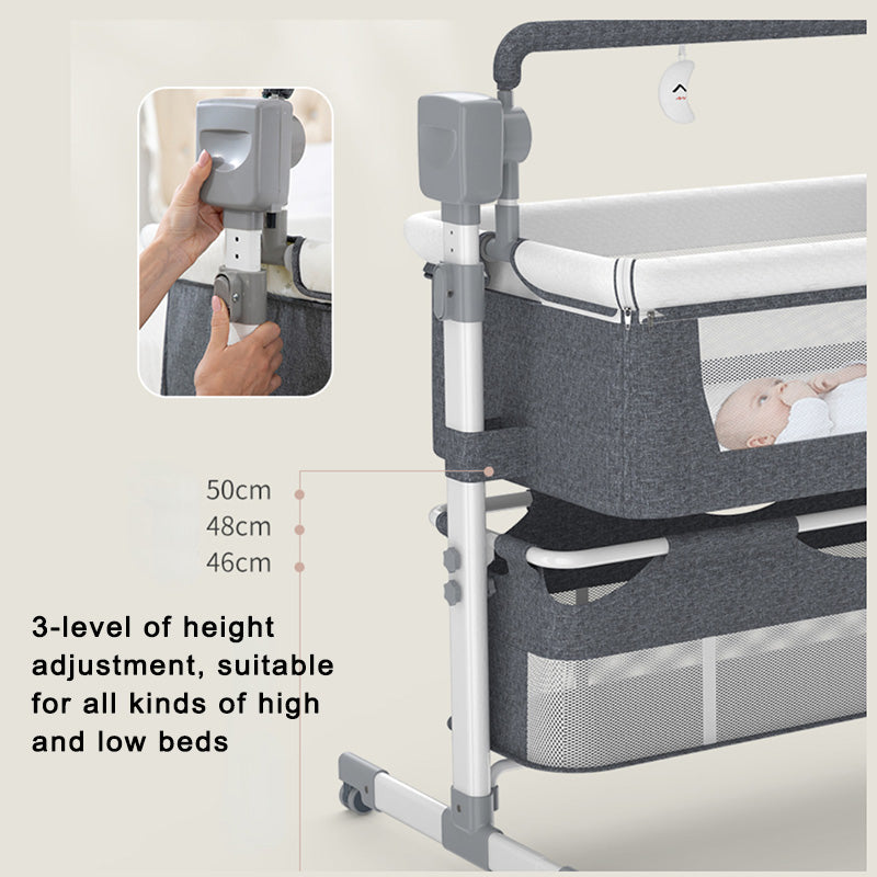 Sianldcone Smart Electric Baby Crib - 3-Level Telescopic Legs With Anti-slip Rubber Feet