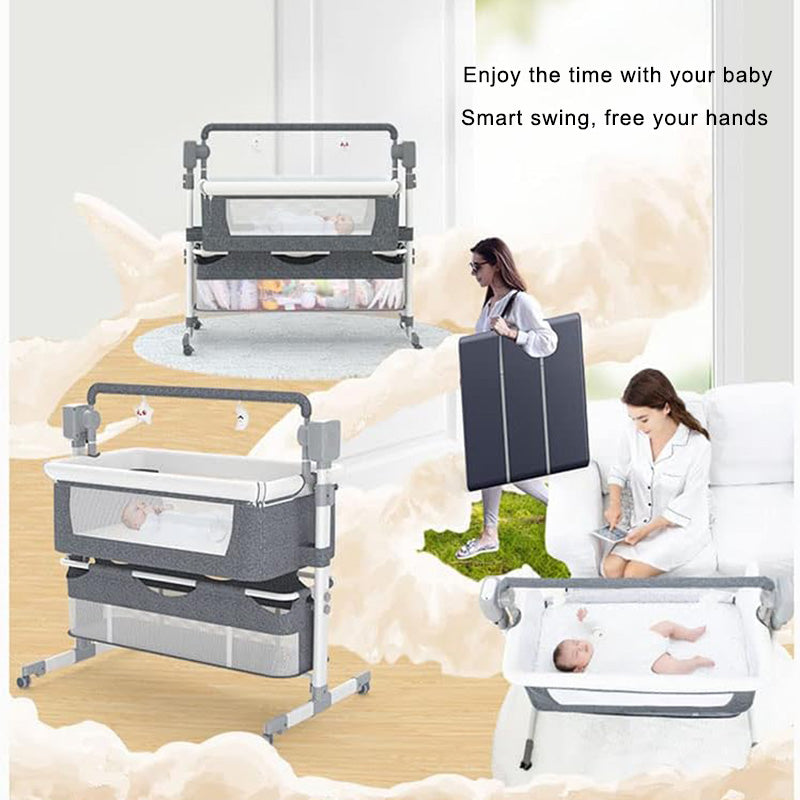 Sianldcone Smart Electric Baby Crib - Movable Rocking Bed & Smart Swing