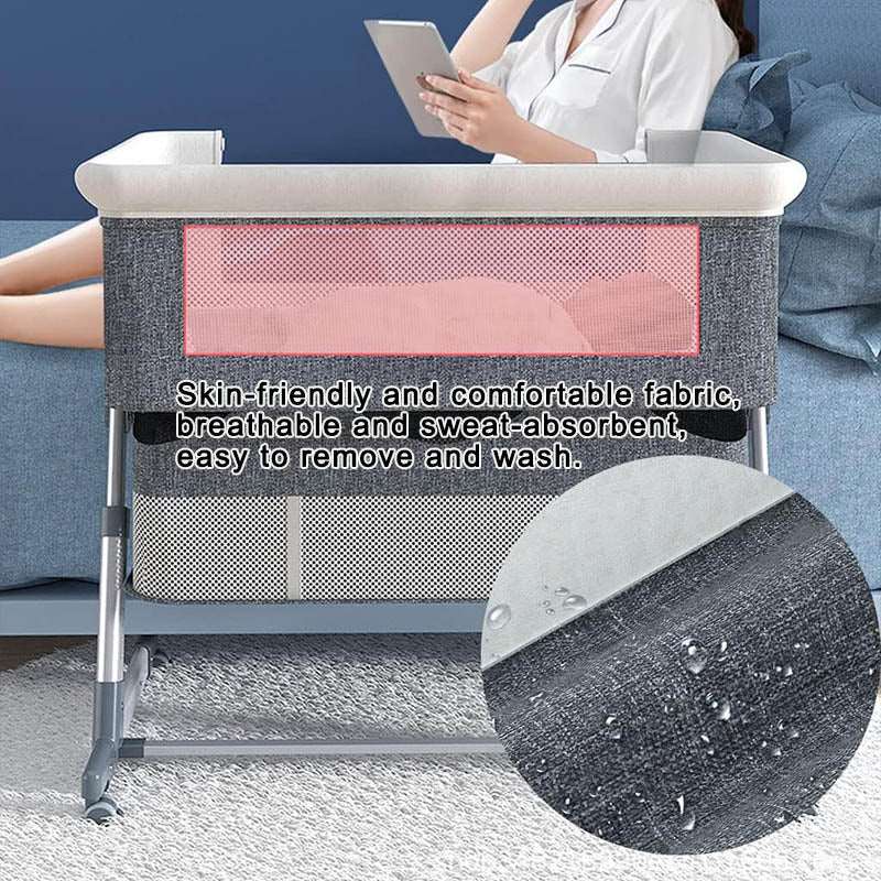 Sianldcone Smart Electric Baby Crib - Breathable Mesh Panels With Machine-washable Fabric