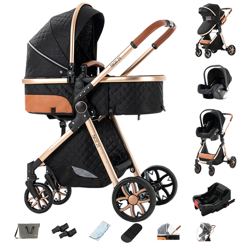 Sianldcone Travel System Stroller - Stroller And Car Seat With Base Combo Blackgold
