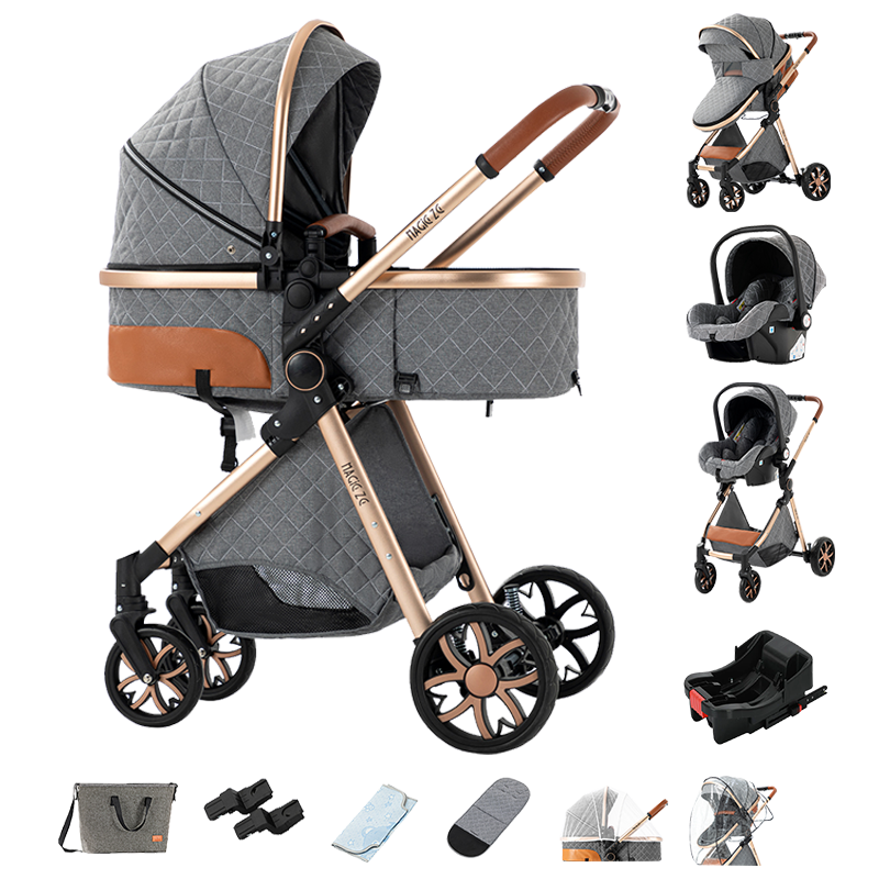 Sianldcone Travel System Stroller - Stroller And Car Seat With Base Combo Grey