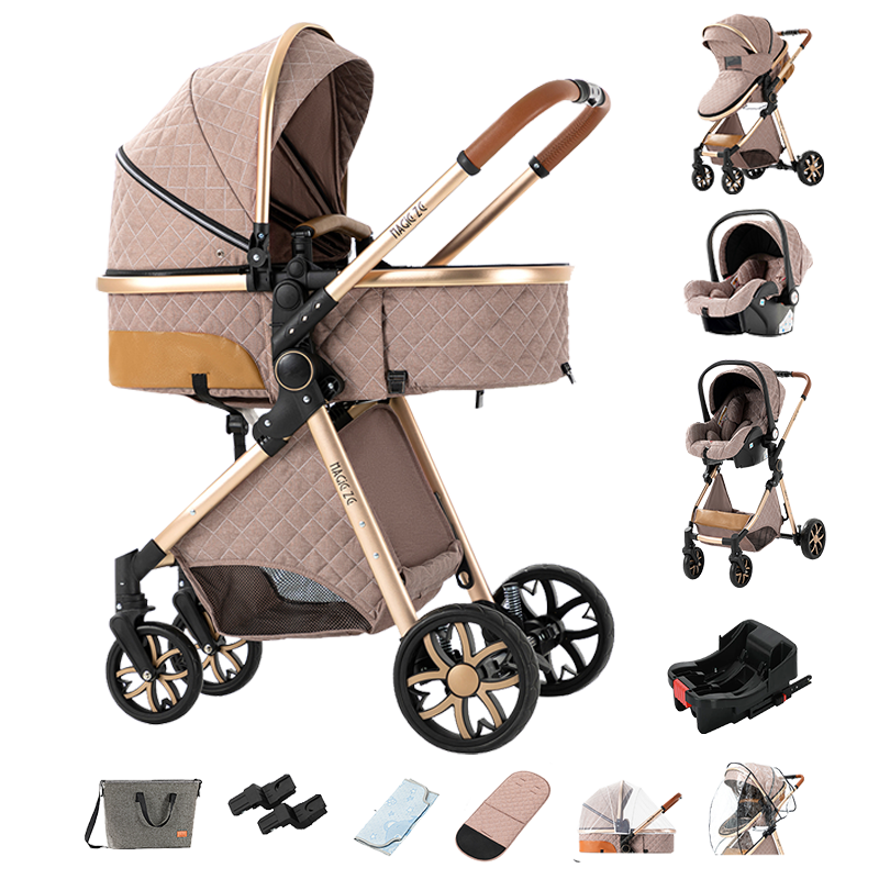 Sianldcone Travel System Stroller - Stroller And Car Seat With Base Combo Khaki