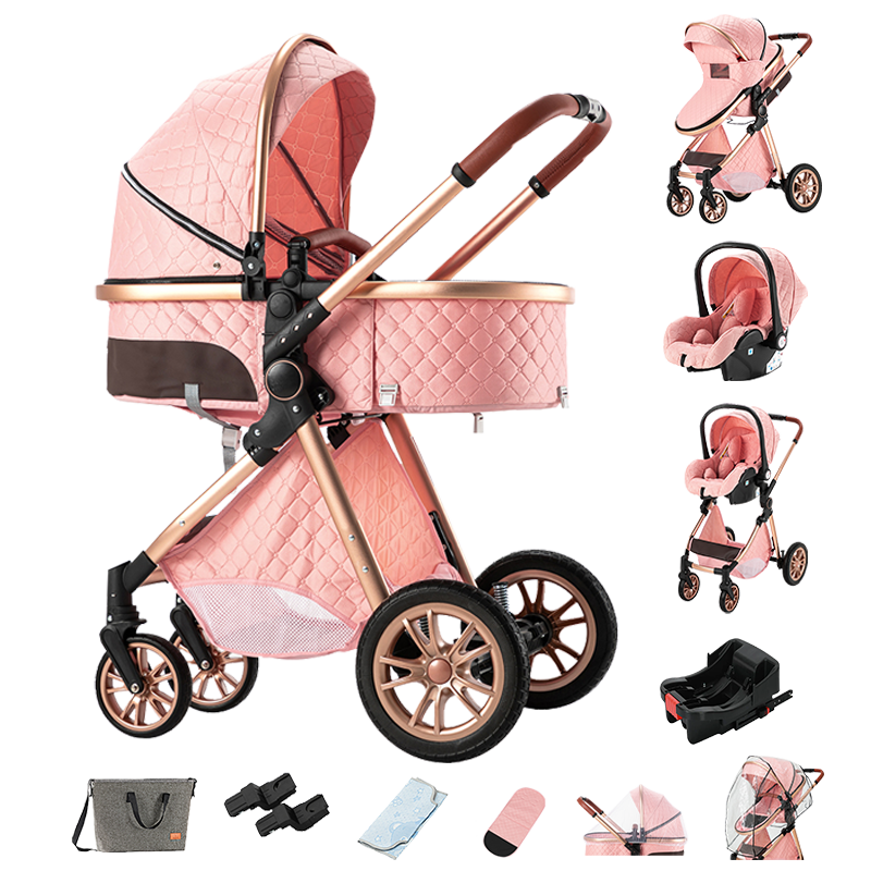 Sianldcone Travel System Stroller - Stroller And Car Seat With Base Combo Pink