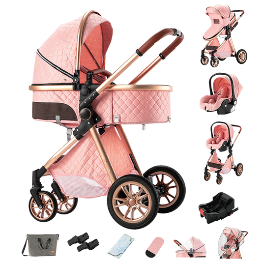 Sianldcone Travel System Stroller - Stroller And Car Seat With Base Combo Pink