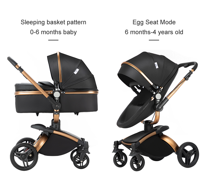 Sianldcone 2 in 1 Luxurious Leather Baby Stroller