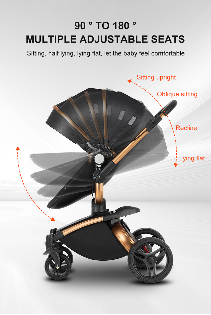 Sianldcone 2 in 1 Luxurious Leather Baby Stroller