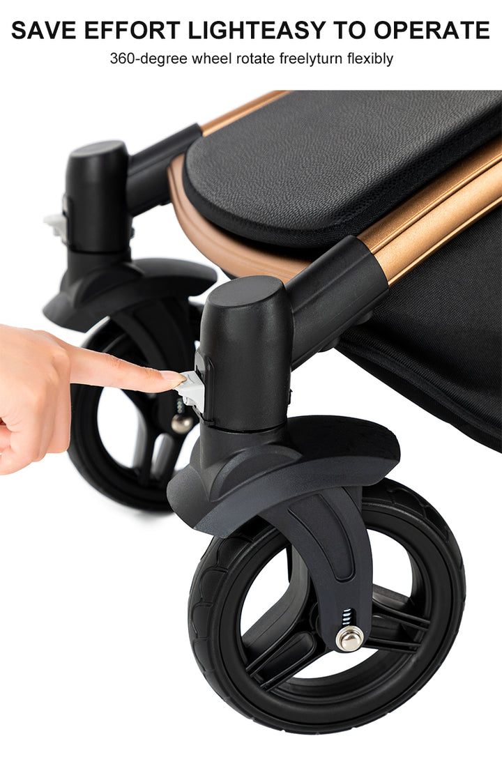 Sianldcone 2 in 1 Luxurious Leather Baby Stroller