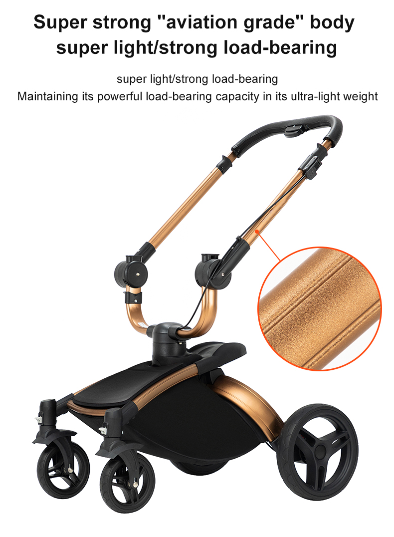 Sianldcone 2 in 1 Luxurious Leather Baby Stroller