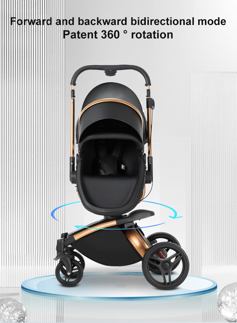 Sianldcone 2 in 1 Luxurious Leather Baby Stroller