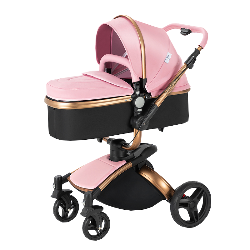 Sianldcone 2 in 1 Luxurious Leather Baby Stroller