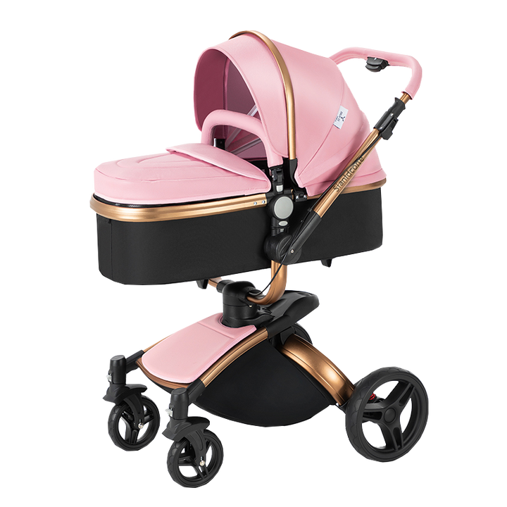 Sianldcone 2 in 1 Luxurious Leather Baby Stroller