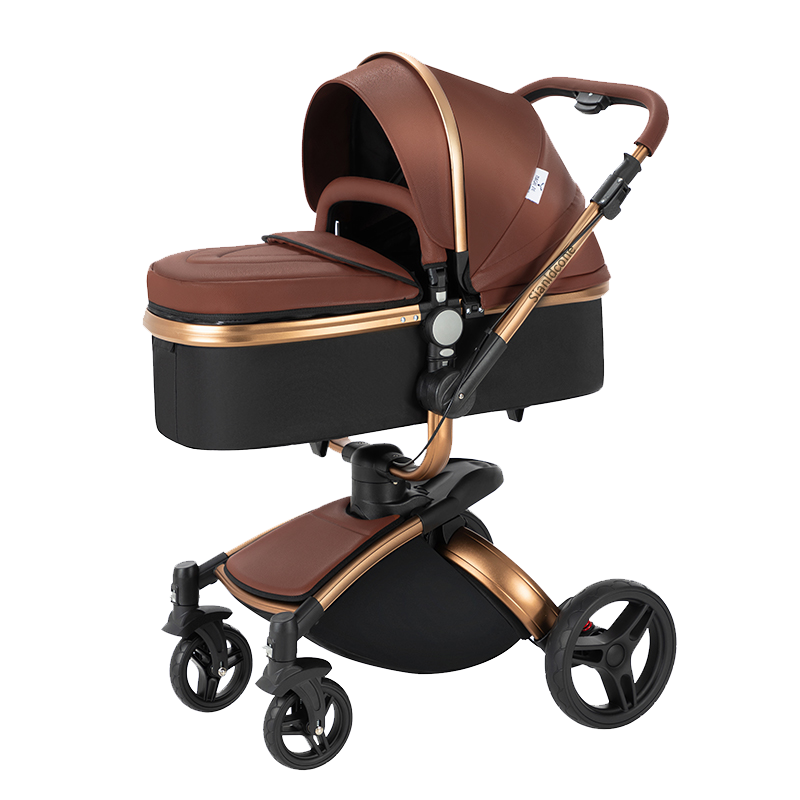 Sianldcone 2 in 1 Luxurious Leather Baby Stroller