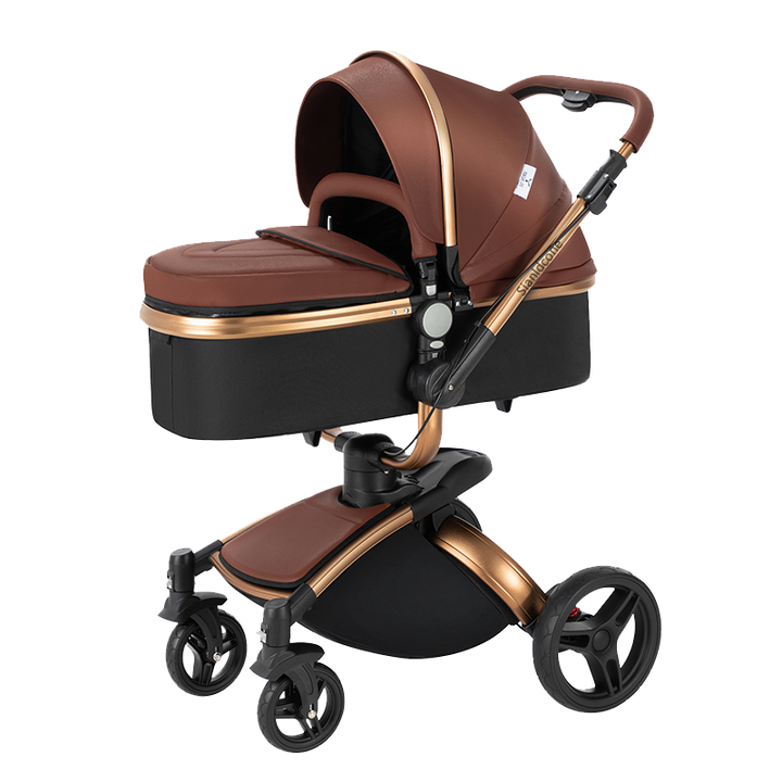 Sianldcone 2 in 1 Luxurious Leather Baby Stroller