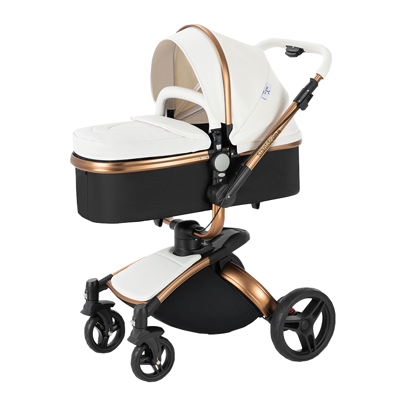 Sianldcone 2 in 1 Luxurious Leather Baby Stroller