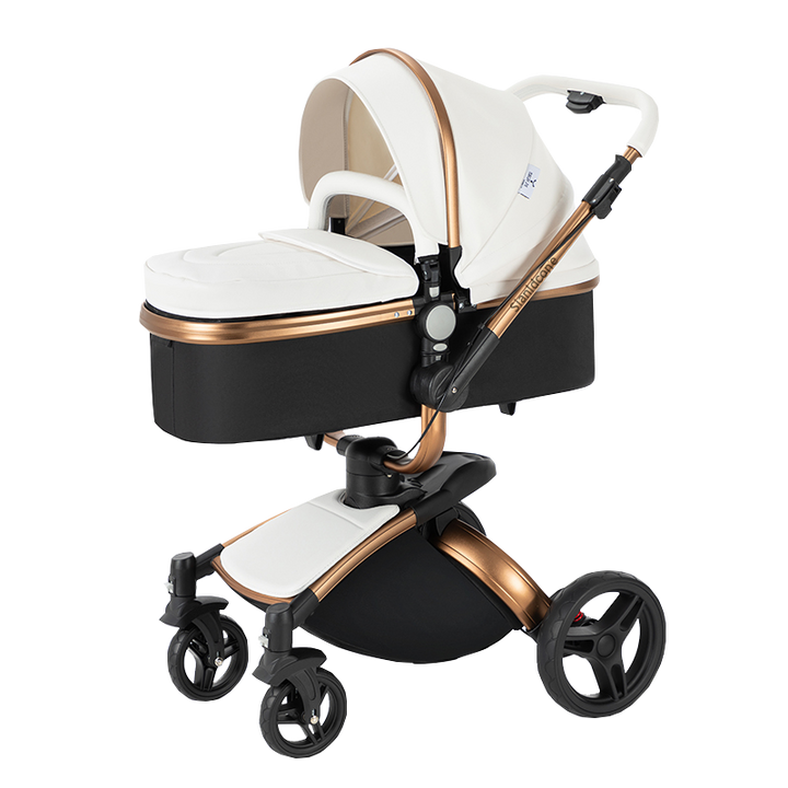 Sianldcone 2 in 1 Luxurious Leather Baby Stroller