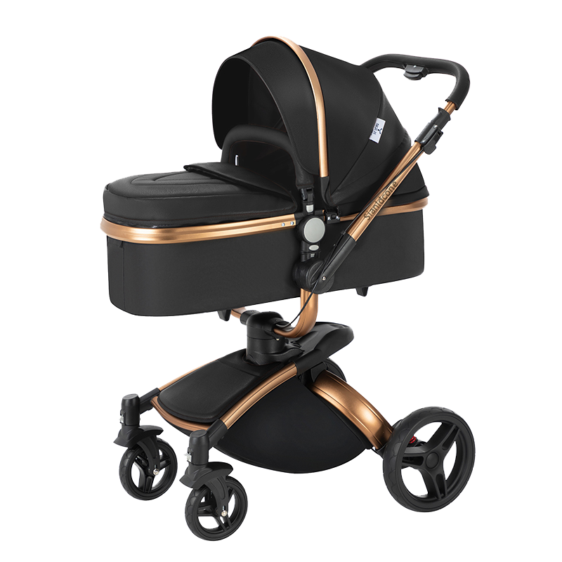 Sianldcone 2 in 1 Luxurious Leather Baby Stroller