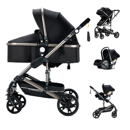 Sianldcone Black 3-in-1 Baby Stroller and Car Seat Combo