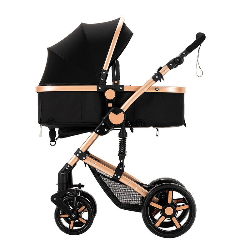 Sianldcone R588 Newborn Stroller - Black and Gold