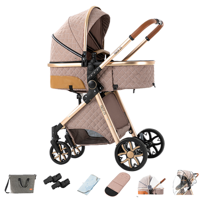 Sianldcone R9 Newborn Stroller with Accessories Khaki