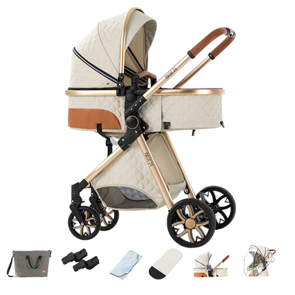 Sianldcone R9 Newborn Stroller with Accessories White