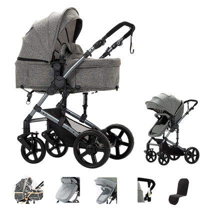 Sianldcone R588 Newborn Stroller - Grey 3-in-1 Travel System
