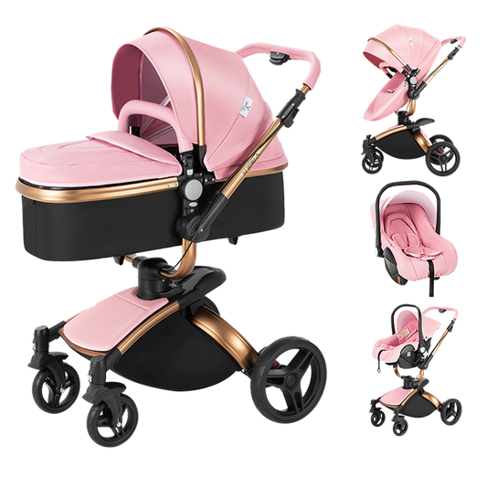 Sianldcone R906 Luxury Leather Stroller And Car Seat Combo