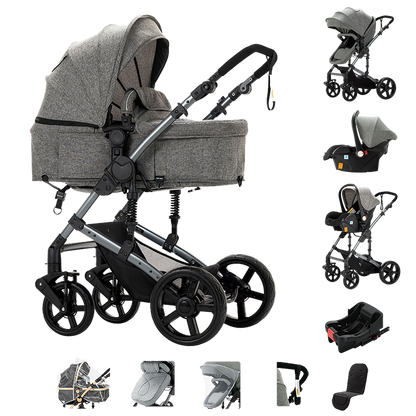 Sianldcone R588 3-in-1 Stroller and Car Seat Combo - Multiple perspectives