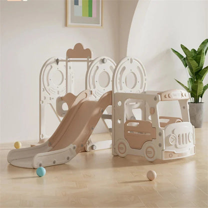Sianldcone Bus-themed baby slide and swing set