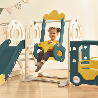 Sianldcone Happy toddler on a bus slide swing set