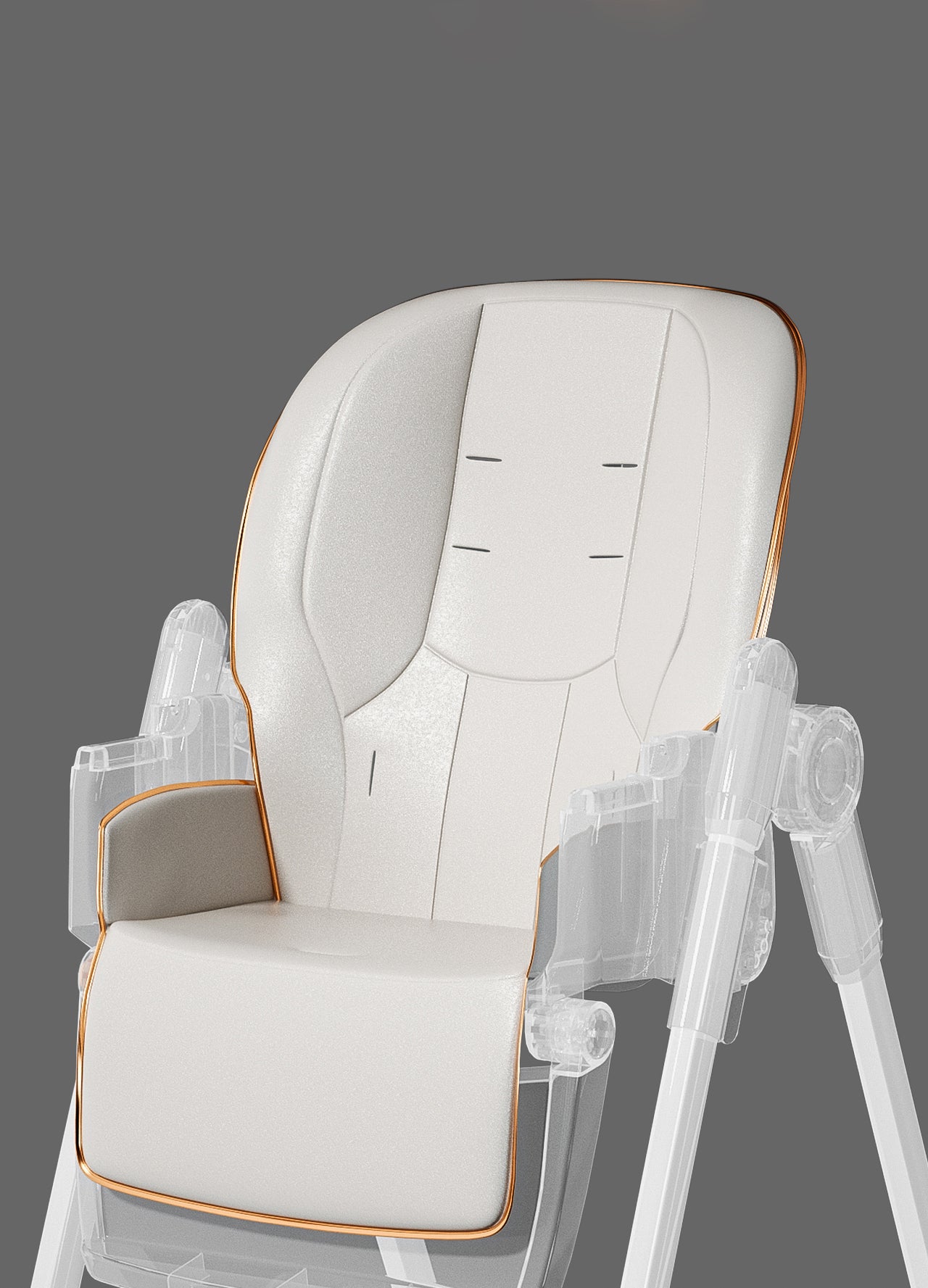 Sianldcone Baby high chair with white leather seat and gold trim