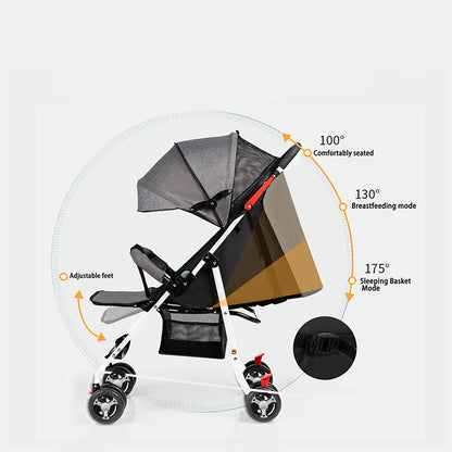 Sianldcone B013 Stroller Recline Modes - 100° Comfortably seated, 130° Breastfeeding Mode, 175° Sleeping Basket Mode
