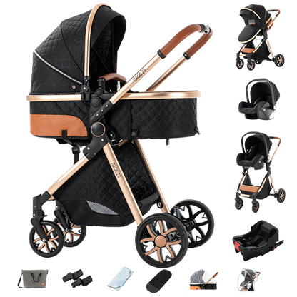 Sianldcone Travel System Stroller - Stroller And Car Seat With Base Combo Blackgold