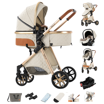 Sianldcone Travel System Stroller - Stroller And Car Seat With Base Combo White