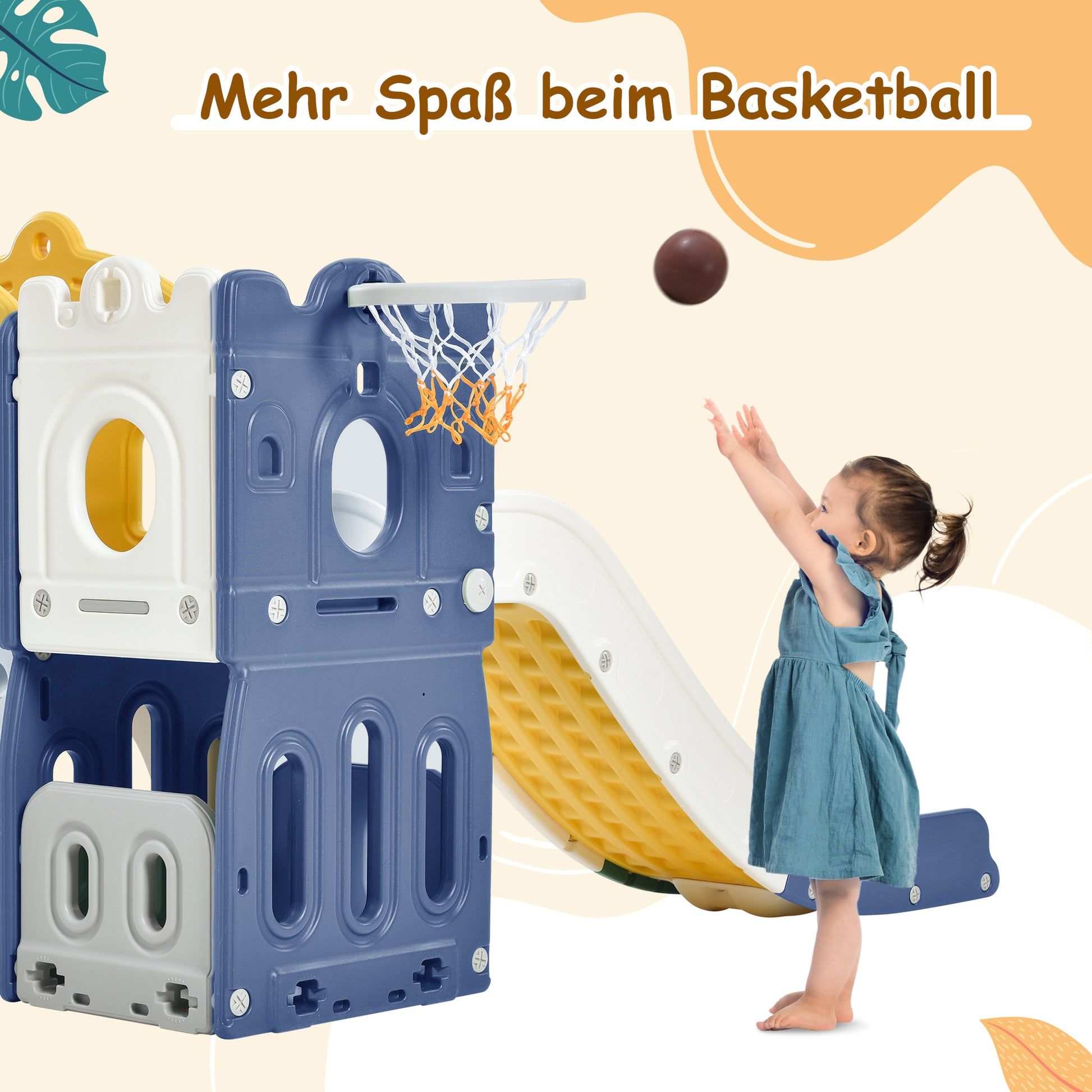 Sianldcone Aisle Baby Slide - Includes a basketball hoop to encourage active play.