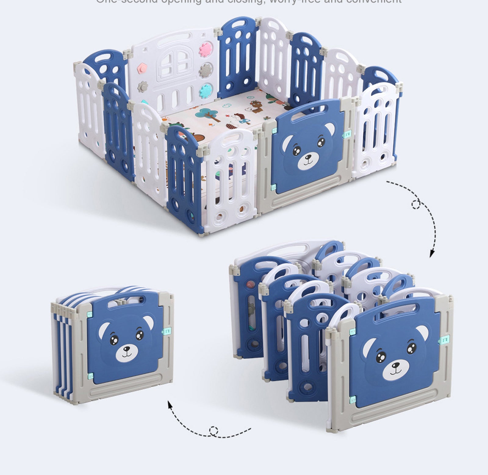 sianldcone WLB Baby Playpen Set - Foldable design demonstration, easy to set up.