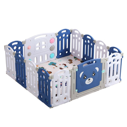 sianldcone WLB Baby Playpen Set - Bear-themed playpen, safe and secure for babies.